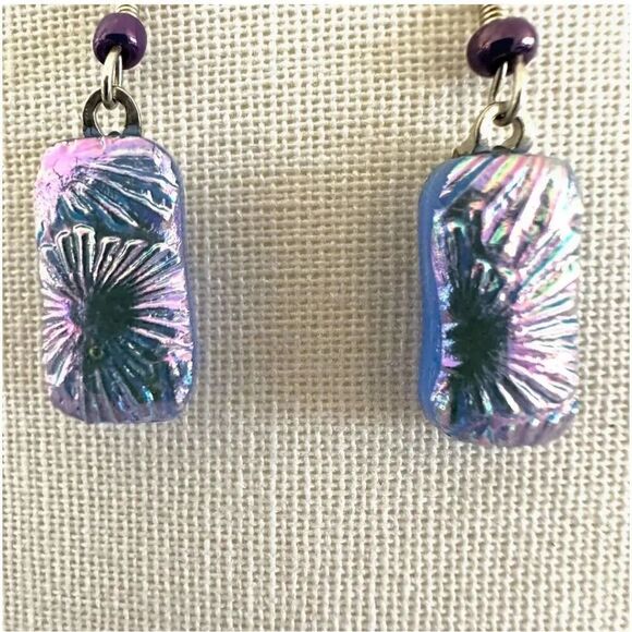 Blue dichroic Glass earrings Jewelry - Blue  dichroic Glass earrings